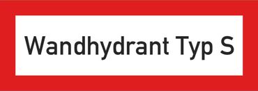 Brandschutzschild / DIN 14461-1:2016-10 (ab 1.10.2016) mit Text " Wandhydrant Typ S " ,  Material:  Folie selbstklebend 210 x 74 mm
