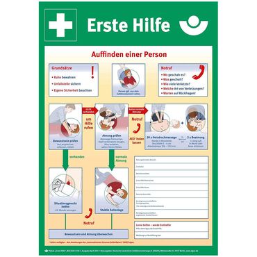 Schild Sicherheitsaushang " Anleitung zur Ersten Hilfe " - Kunststoff 1 mm - Größe 400 x 562 mm