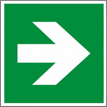 Rettungszeichen - Zusatzzeichen GRÜN als Pfeillsymbol E 005 / Typ D , links / rechts / oben / unten - nach ISO 7010 / DIN EN ISO 3864-3 - versch. Ausführungen