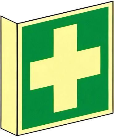 Fahnenrettungsschild als Symbol Erste Hilfe nach ISO 7010 - E 003 - versch. Ausführungen