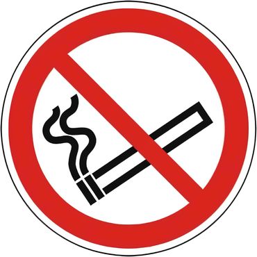 Verbotsschild als Symbol - Rauchen verboten nach ISO 7010 / P 002 - versch. Ausführungen