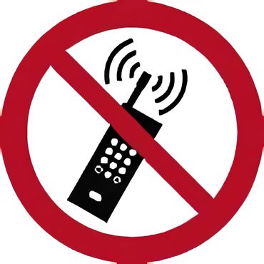 Verbotsschild als Symbol - Mobilfunk verboten nach ISO 7010 / P 013 - Folie, 200 x 200 mm