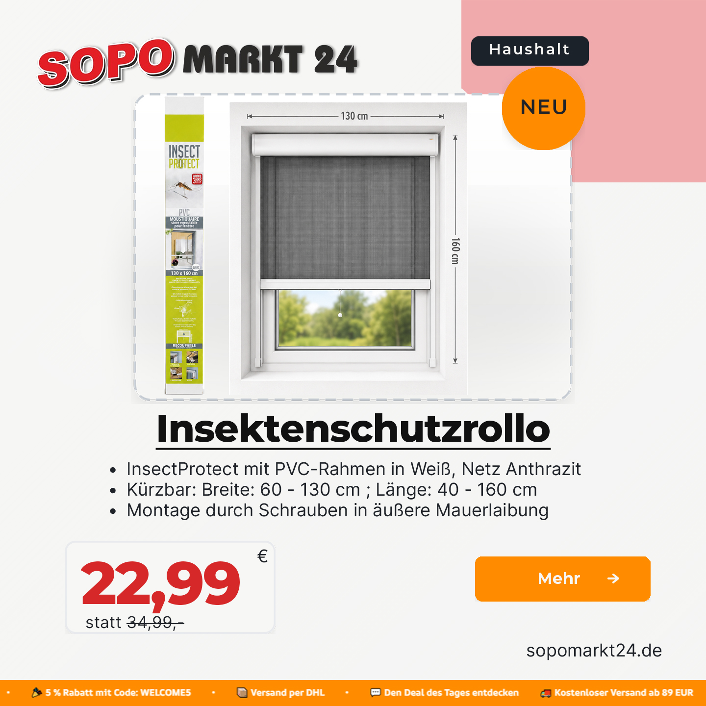 InsectProtect Insektenschutzrollo PVC