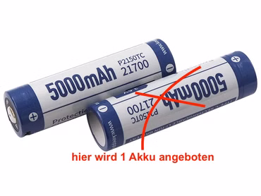1x Keeppower 21700 - 5000mAh, Li-Ionen 3,7V - 3,6V - PCB geschützt mit USB-C Lademöglichkeit P2150TC  - 1 Stck.