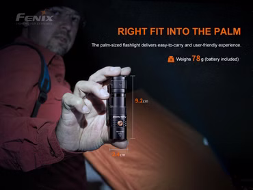 Fenix PD25R 800 Lumen BackUp Taschenlampe aufladbar , Farbe: schwarz
