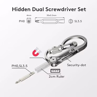 Rovyvon U4 Pro+ Ti Schnellöffner Titanium Carabiner and Keyring mit Messer und Schraubendreher