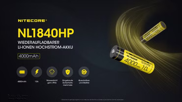 Nitecore Li-Ion Akku Typ 18650 - 4000 mAh - NL1840HP mit besonders hoher Kapazität