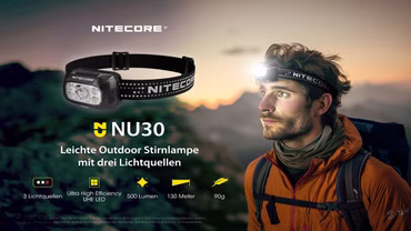 Nitecore NU30 - Leichte Kopflampe mit 3 Lichtquellen