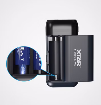 Xtar PB2SL V2 - 2-Schacht handliche Li-Ion Akku Reiseladegerät & Powerbank