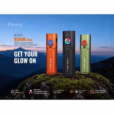 Fenix E06R Pro – 1600 Lumen kompakte Profi-EDC mit Weiß-, UV- & Rotlicht-Laser, Farbe: orange