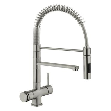Designer Spiralfeder-Drei-Wege-Wasserhahn LUXURY, Edelstahl look