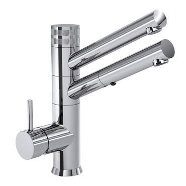 3-Wege-Wasserhahn mit ausziehbarer Brause CUCINA IDEALE, Chrom