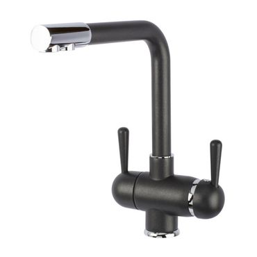 Designer Drei-Wege-Wasserhahn GM L-Auslauf, onyx
