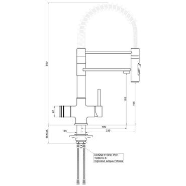 CARBONIT VARIO CLASSIC Wasserfilter + 3 wege Wasserhahn Luxury Edelstahl Look 56 + Wasseruhr - Photo preview 4