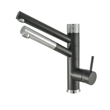 3-Wege-Wasserhahn mit ausziehbarer Brause CUCINA IDEALE, Schwarz