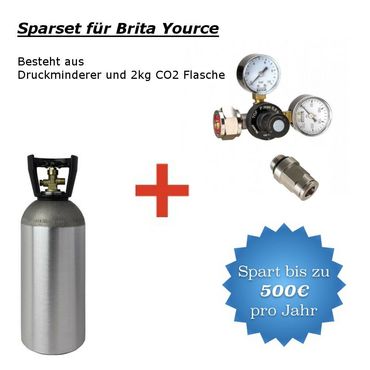 CO2 Druckminderer inkl. 2 kg CO2 Flasche geeignet für Brita Yource System