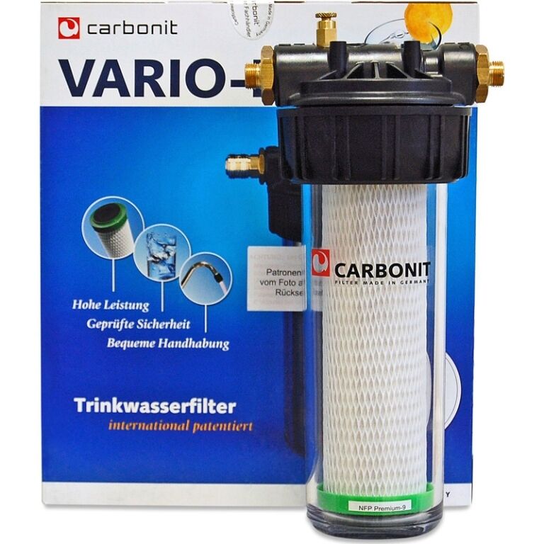 Sparset CARBONIT VARIO CLASSIC Wasserfilter + Dreiwege Wasserhahn GM , L schwarz + Wasseruhr - Photo 2