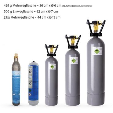 Eigentums CO2 Zylinder/ Flaschen befüllt, 425g - 2kg