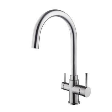 VALERIA INOX 4 Wege Wasserhahn aus Edelstahl | 360° drehbare Küchenarmatur aus massiven 304 Edelstahl