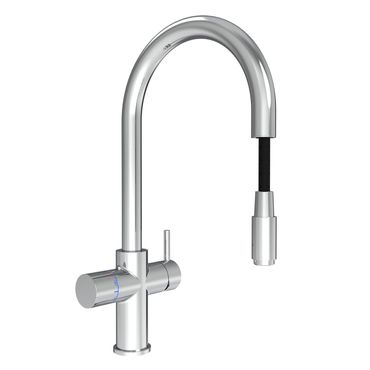 SPRUDELUX® 5-Wege-Armatur C-Auslauf mit ausziehbarer Brause; Chrom für SPRUDELUX FLAME