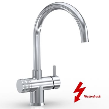 3-Wege-Wasserhahn, 3-Wege-Niederdruckarmatur GM C-Auslauf Edelstahl Look (NIEDERDRUCK). Made in Italy