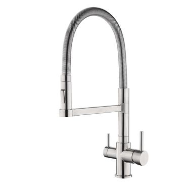 STATEMENT INOX 4-Wege-Wasserhahn aus Edelstahl | 360° drehbare Küchenarmatur aus massivem 304 Edelstahl | Spiralfederarmatur B-WARE