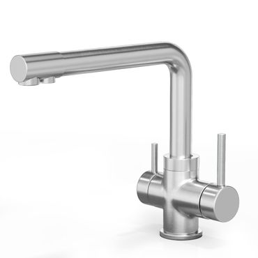 AVANTGARDE INOX 3-Wege-Wasserhahn aus Edelstahl 2.0 | 360° drehbare Küchenarmatur aus massivem 304 Edelstahl