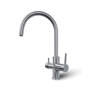 GIULIA 5 Wege Wasserhahn C-Auslauf Edelstahl | 360° drehbare Küchenarmatur aus massiven 304 Edelstahl | Spültischarmatur für Wasserfilter, Osmoseanlagen, Tafelwasseranlagen