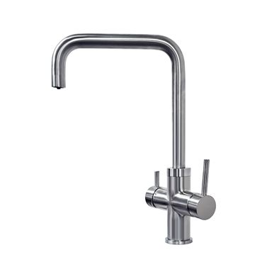 GIULIA 5 Wege Wasserhahn U-Auslauf Edelstahl | 360° drehbare Küchenarmatur aus massiven 304 Edelstahl | Spültischarmatur für Wasserfilter, Osmoseanlagen, Tafelwasseranlagen