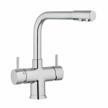 Designer 5-Wege-Wasserhahn NOBIUS L-Auslauf Chrom - 26 cm hoch