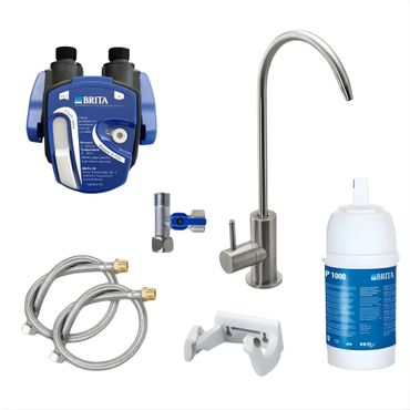 AORA | Untertisch-Wasserfilter-System mit 1-Weg-Wasserhahn | kompatibel mit BRITA Filter P1000 & Filterkopf | reduziert Kalk & verbessert Geschmack