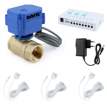 AORA® AQUA STOP Wasseralarm – Automatischer Leckageschutz mit 3 Sensoren & motorisiertem Absperrventil 1