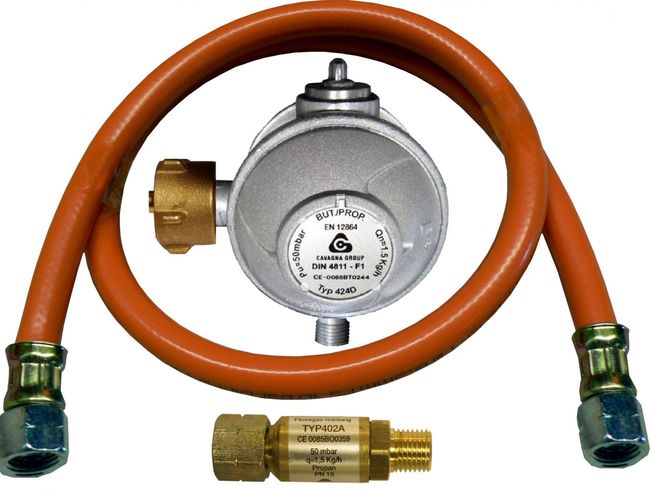 Gewerberegler Anschlussgarnitur für Gasgeräte G 1/4"LH-ÜM x SRV 8mm Gewerberegler Anschlussgarnitur für Gasgeräte G 1/4"LH-ÜM x SRV 8mm