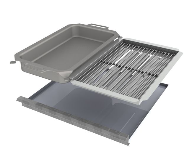 Kombi-Set 4-teilig Pfanne + Rost + Flammabdeckung + Fettwanne für Gastrobräter 3-flammig Kombi-Set 4-teilig Pfanne + Rost + Flammabdeckung + Fettwanne für Gastrobräter 3-flammig