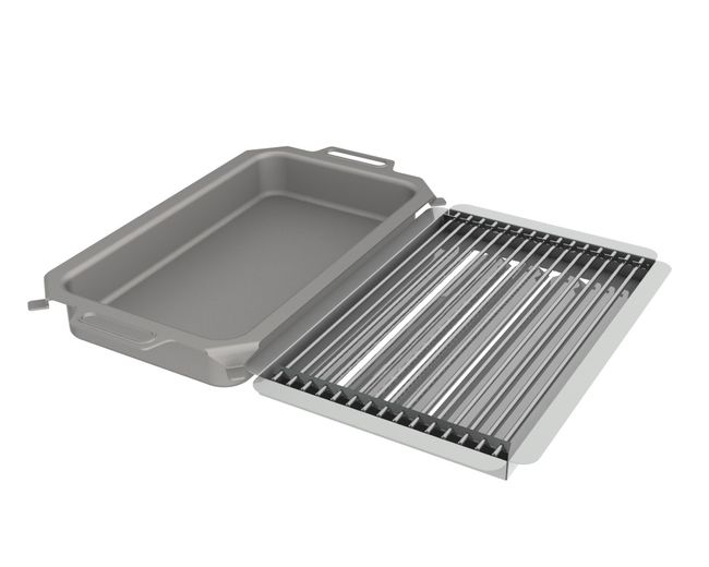 Kombi-Set 3-teilig Pfanne + V2A Rost Einzelstäbe + Flammabdeckung für Gastrobräter 3-flammig Kombi-Set 3-teilig Pfanne + V2A Rost Einzelstäbe + Flammabdeckung für Gastrobräter 3-flammig