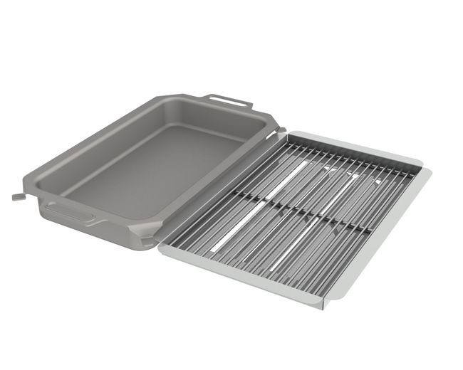 Kombi-Set 3-teilig Edelstahlpfanne + Edelstahlrost + Flammabdeckung für Gastrobräter 3-flammig Kombi-Set 3-teilig Edelstahlpfanne + Edelstahlrost + Flammabdeckung für Gastrobräter 3-flammig
