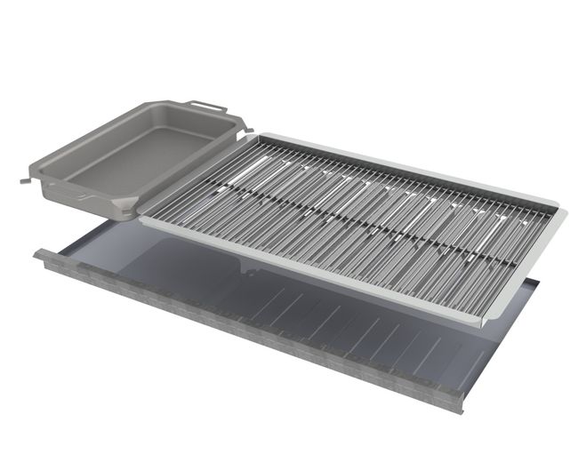 Kombi-Set 4-teilig Pfanne + Rost + Flammabdeckung + Fettwanne für Gastrobräter 6-flammig Kombi-Set 4-teilig Pfanne + Rost + Flammabdeckung + Fettwanne für Gastrobräter 6-flammig