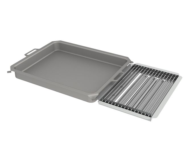 Kombi-Set 3-teilig Pfanne + V2A Rost Einzelstäbe + Flammabdeckung für Gastrobräter Kombi-Set 3-teilig Pfanne + V2A Rost Einzelstäbe + Flammabdeckung für Gastrobräter