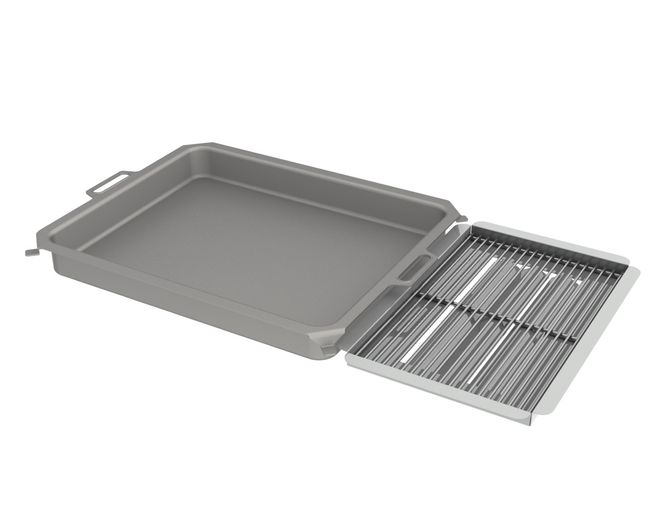 Kombi-Set 3-teilig Pfanne + Edelstahlrost + Flammabdeckung für Gastrobräter