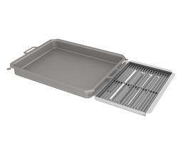 Kombi-Set 3-teilig Pfanne + Edelstahlrost + Flammabdeckung für Gastrobräter
