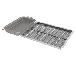Kombi-Set 3-teilig Edelstahlpfanne + Edelstahlrost + Flammabdeckung für Gastrobräter - Bild 0 Kombi-Set 3-teilig Edelstahlpfanne + Edelstahlrost + Flammabdeckung für Gastrobräter