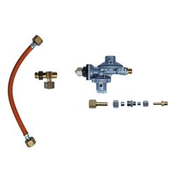 4,0kg/h Gasdruckregler-Set, 50 mbar mit Dual-Flaschenanschluss, inklusive Adapter - Bild 1