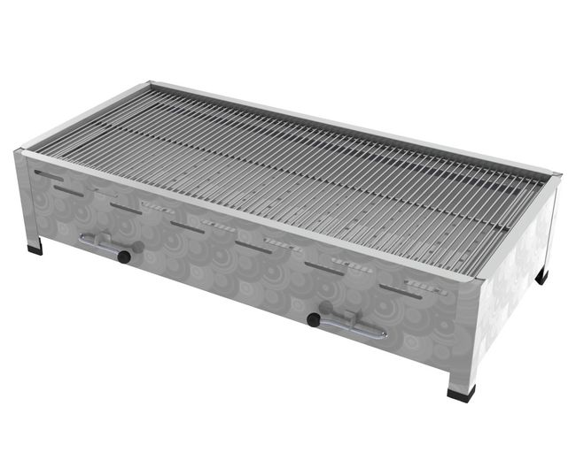 6er Tisch-Holzkohlebräter mit 3-fach verstellbarem Kohlekasten 6er Tisch-Holzkohlebräter mit 3-fach verstellbarem Kohlekasten