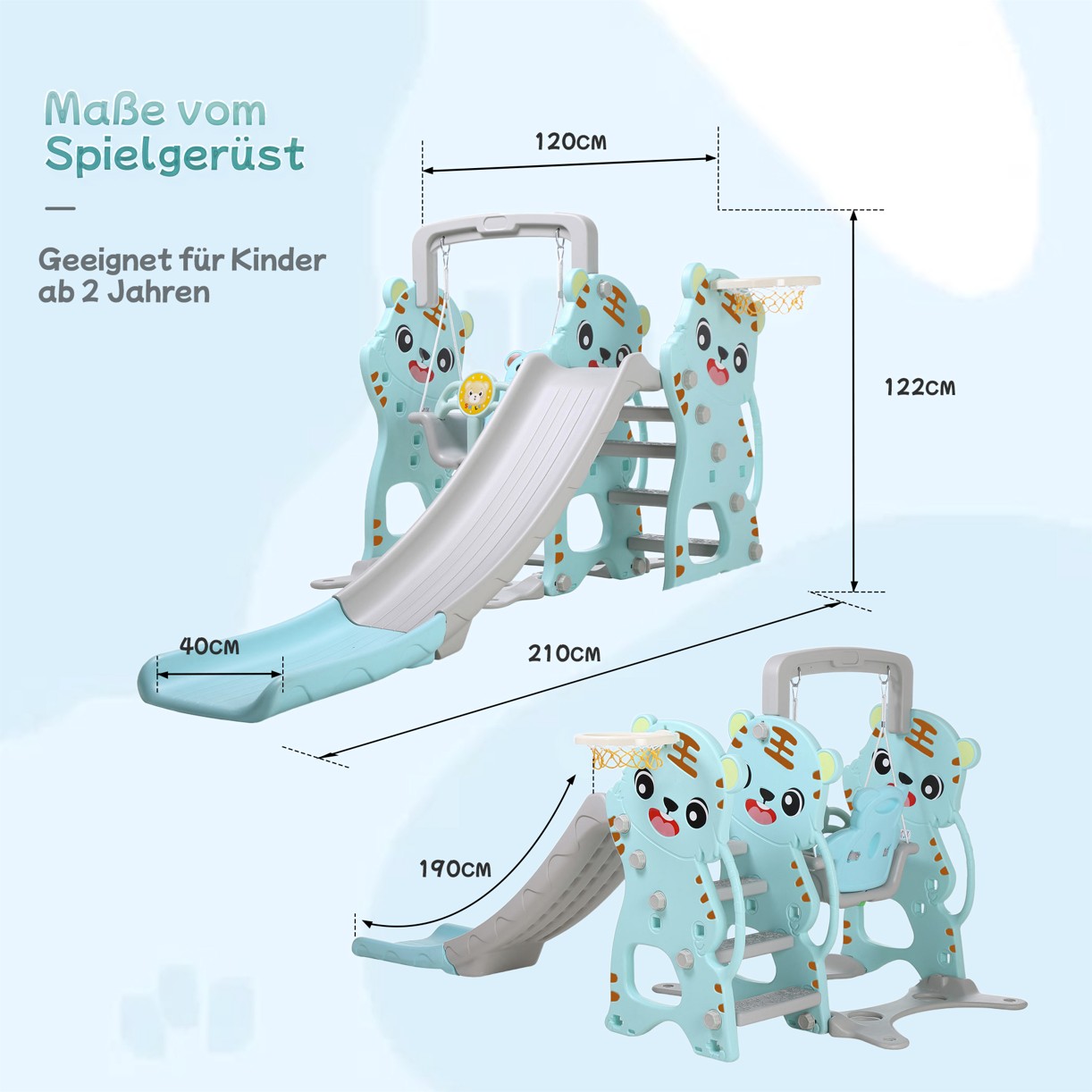 Baby Vivo Toboggan pour enfants / Toboggan - Éléphant en Rose/Gris