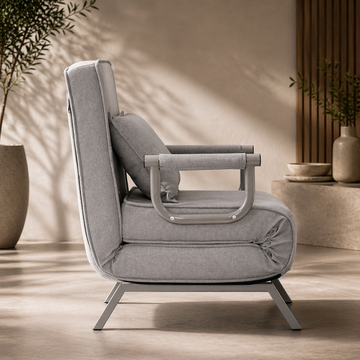 Makika Schlafsessel Schlafsofa Ted klappbar in Grau | MA Trading