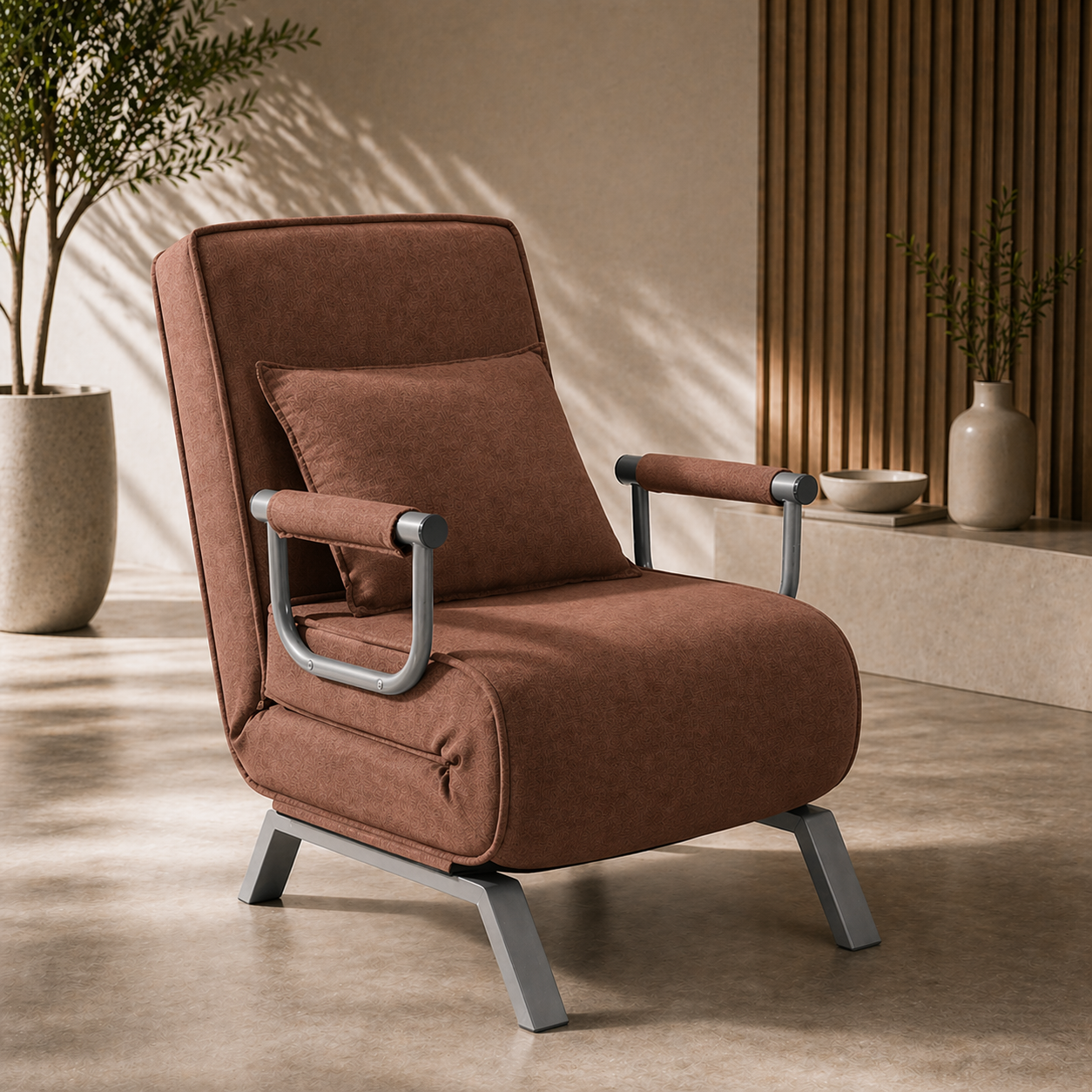 Makika Schlafsessel Schlafsofa Ted klappbar in Braun | MA Trading