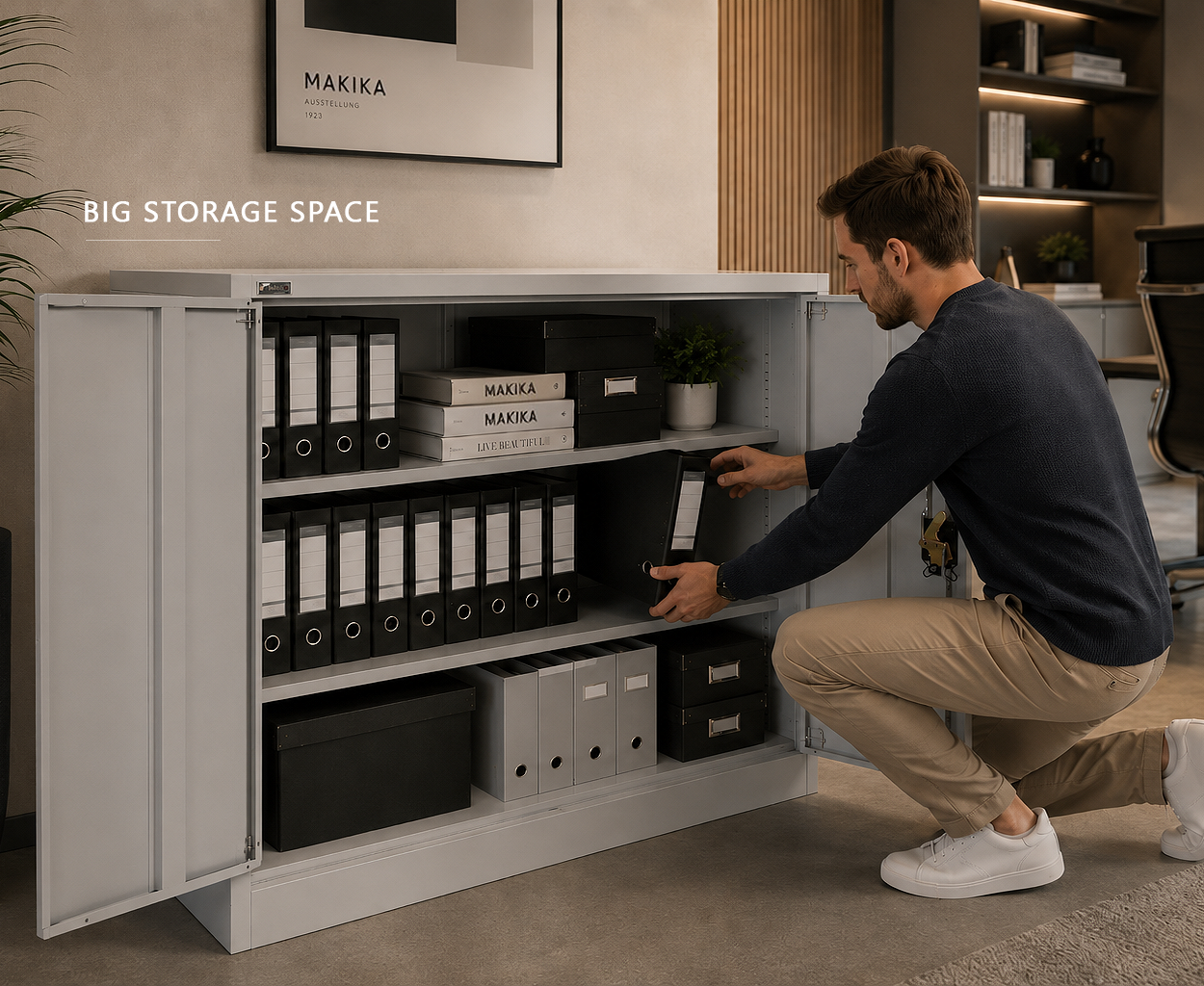 Makika Aktenschrank / Büroschrank abschließbar 40x90x90cm in Hellgrau | MA Trading