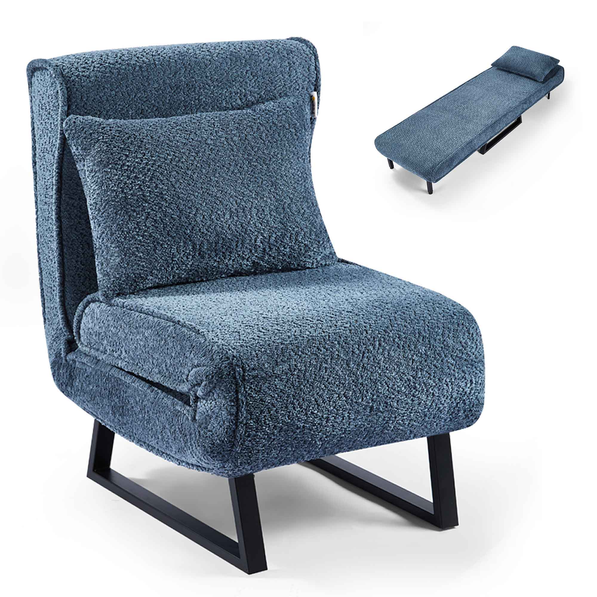 Makika Schlafsessel Schlafsofa Lea klappbar - Boucle in Blau | MA Trading