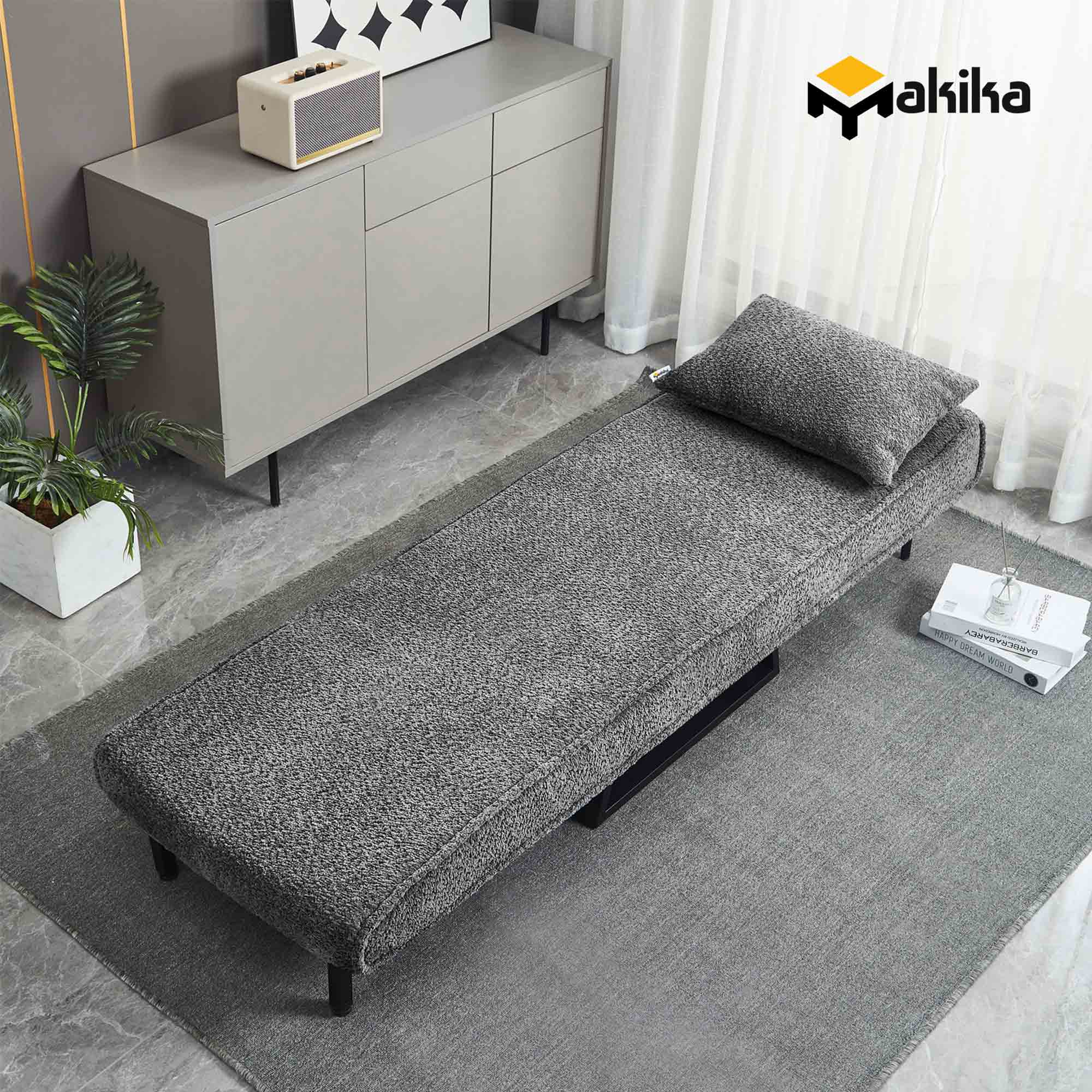 Makika Schlafsessel Schlafsofa Lea klappbar - Boucle in Grau | MA Trading
