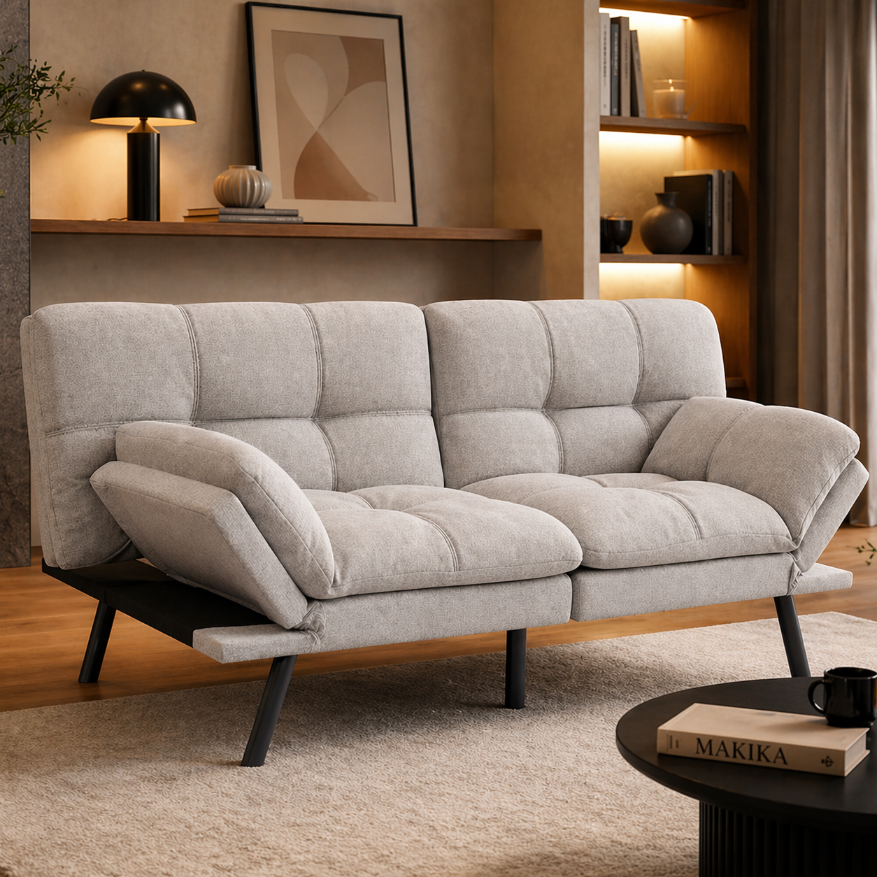 Makika Schlafsofa 3-Sitzer Schlafcouch Paul verstellbar mit Schlaffunktion in Grau | MA Trading